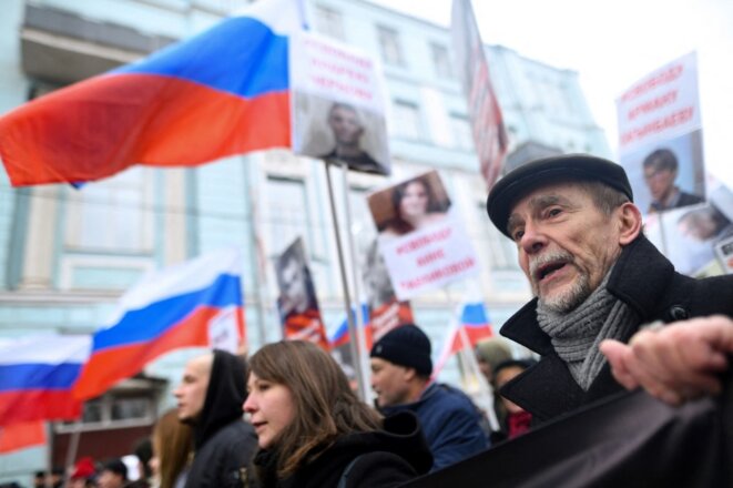 Lev Ponomarev dans une manifestation à Moscou le 29 février 2020. © Photo Kirill Kudryavtsev/AFP