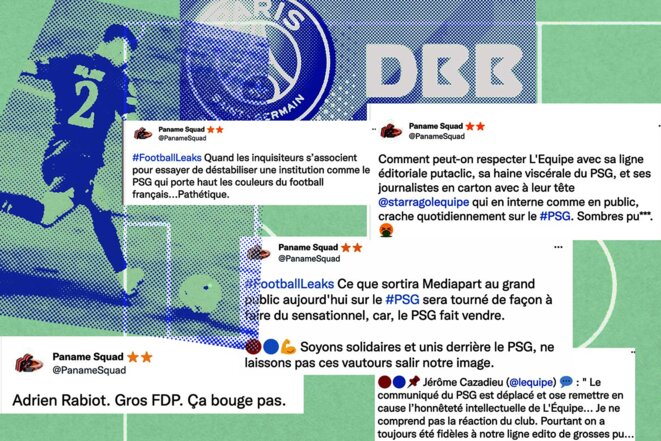 Some of the Tweets from PSG's 'digital army'. © Sébastien Calvet / Mediapart