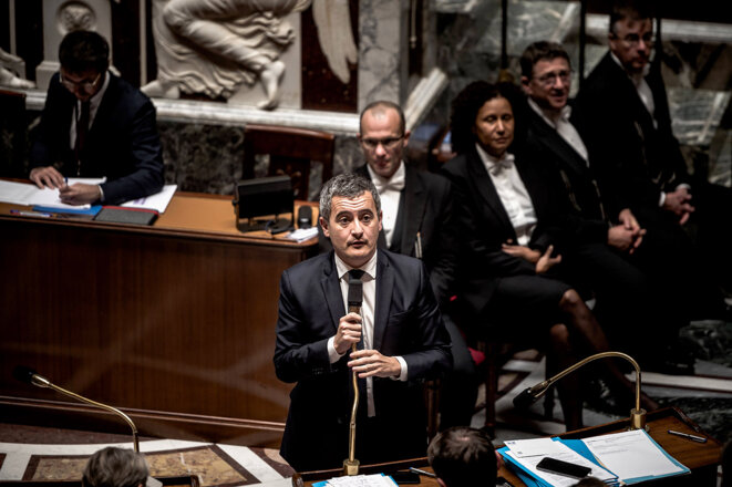 Le ministre de l’intérieur, Gérald Darmanin à l’Assemblée nationale, le 15 Novembre 2022. © Photo Nicolas Messyasz / Sipa