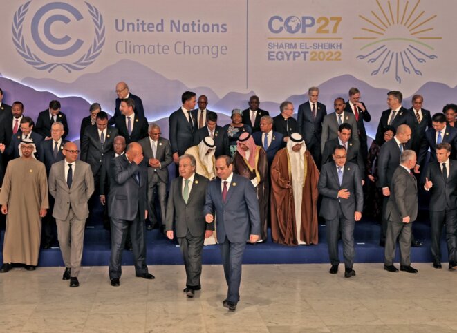 Les dirigeants mondiaux à l'inauguration de la COP27 à Charm el-Cheikh (Égypte), le 7 novembre 2022. © Photo Ahmad Gharabli / AFP