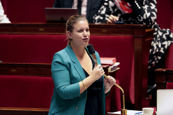 Mathilde Panot à l'Assemblée nationale, le 24 novembre 2022. © Photo Geoffroy Van Der Hasselt / AFP