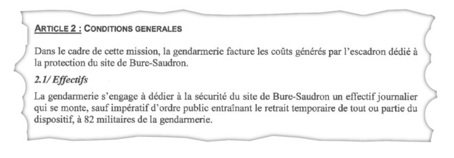 Extrait de la convention signée entre l'Andra et la gendarmerie nationale.