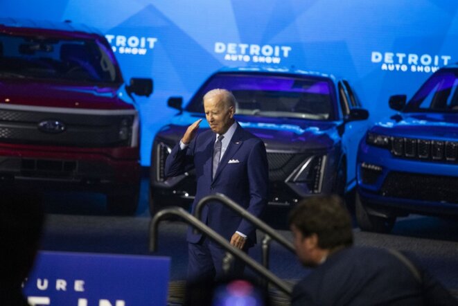 Le président américain Joe Biden lors de l'inauguration du salon automobile de Detroit en septembre. © BILL PUGLIANO  / Getty Images via AFP