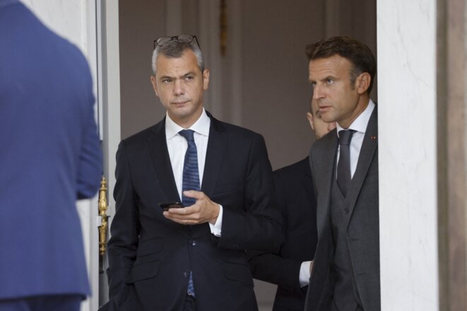 Alexis Kohler et Emmanuel Macron à l'Élysée en août 2022.