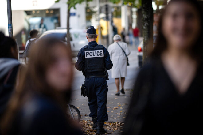 Patrouille de police à Nantes en octobre 2022. © Photo Loïc Venance / AFP