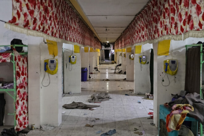 Une photo prise à l’intérieur de la prison d’Evin, à Téhéran, après qu’un incendie s’y est déclaré le 16 octobre 2022. © Photo Koosha Mahshid Falahi / Mizan / AFP