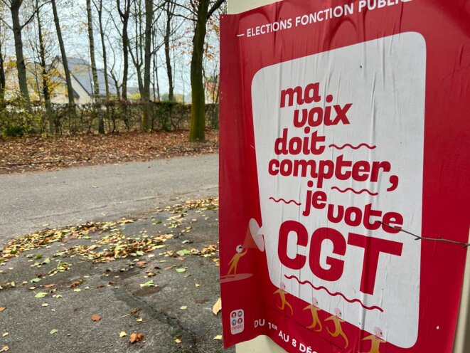 La CGT en campagne pour les élections professionnelles. © Photo Manuel Sanson / Le Poulpe