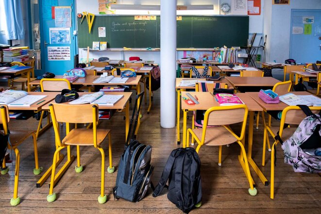 A primary school in Paris, September 2022. © Photo Corinne Simon / Hans Lucas via AFP