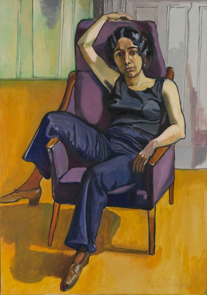 Alice Neel, Marxist Girl (Irene Peslikas), 1972 Huile sur toile / 151,80 x 106,70 cm Daryl and Steven Roth © The Estate of Alice Neel Courtesy The Estate of Alice Neel, David Zwirner, and Victoria Miro, London/Venice