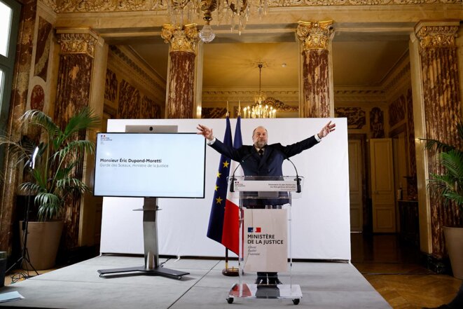 Éric Dupond-Moretti lors de la présentation au ministère de la justice à Paris, le 5 janvier 2023. © Photo Ludovic Marin / AFP