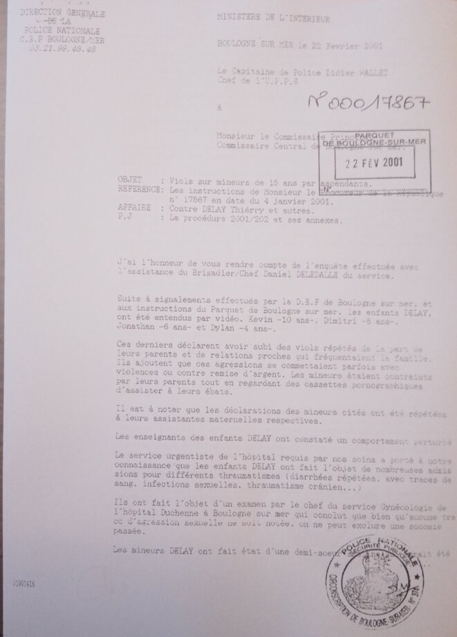 Document : le premier rapport de police du dossier d'Outreau