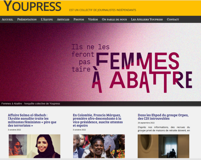 Page d'accueil  YOUPRESS (montage d'après captures d'écran) © Le Nous