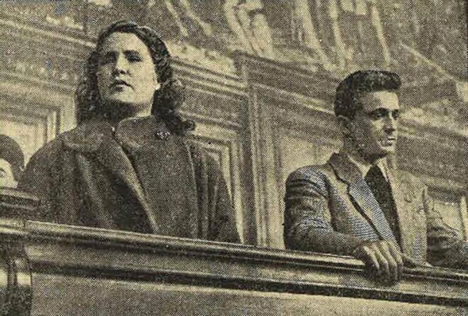 Ginette and Claude Bac pictured at their first trial in 1954. © Photo DR