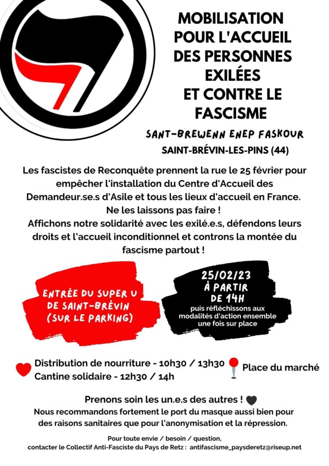 Mobilisation nationale contre Reconquête et pour le droit des exilées à Saint-Brévin !
