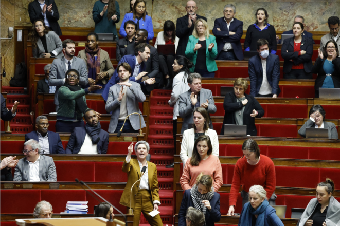 Lors du débat sur les retraites, le 16 février 2023. © Ludovic Marin / AFP