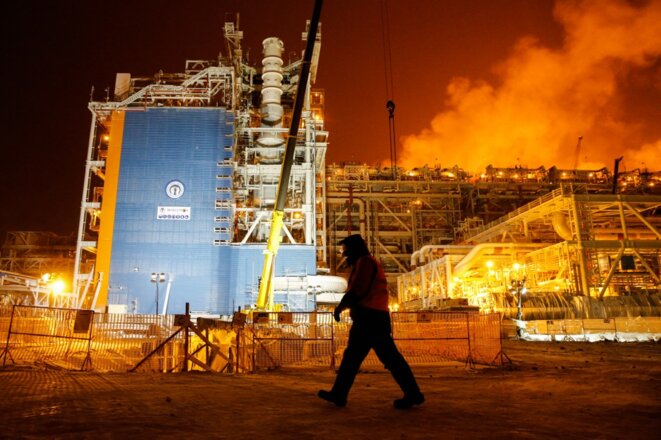 Le complexe gazier de Yamal LNG en Russie, détenu à 20 % par TotalEnergies, 7 décembre 2017. © Photo Maxim Zmeyev / AFP