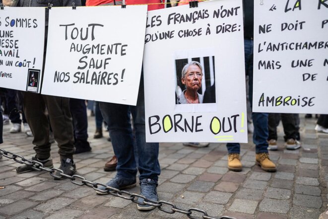 Dans la manifestation contre la réforme des retraites à Paris, le 31 janvier 2023. © Photo Laurent Hazgui pour Mediapart