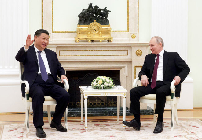 Xi Jinping et Vladimir Poutine au Kremlin à Moscou, le 20 mars 2023. © Photo Sergei Karpukhin / Sputnik / AFP