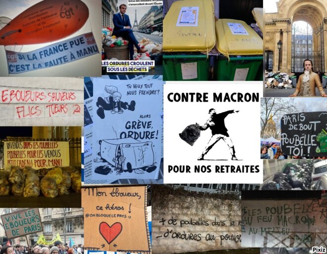 Nombre de pancartes, graffitis, illustrations rendent hommage aux grévistes du déchet