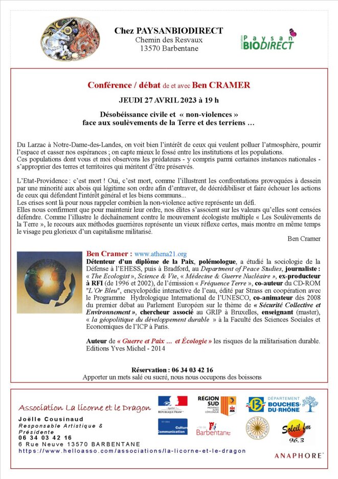 DÉSOBÉISSANCE CIVILE ET "NON-VIOLENCES" par BEN CRAMER