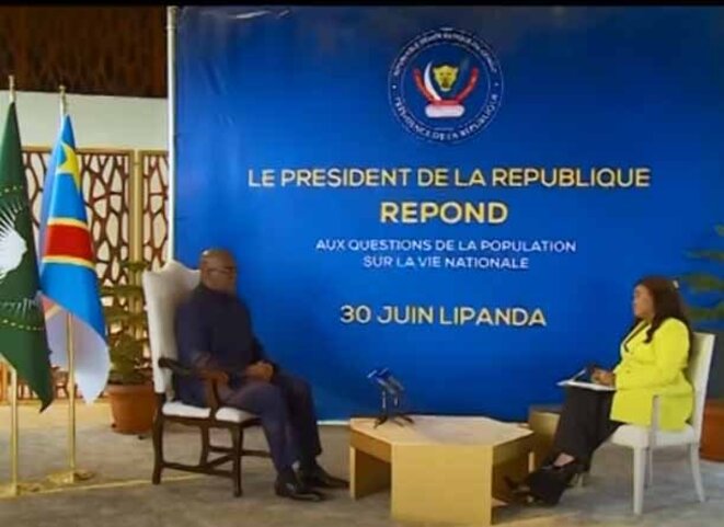 RTNC: Un faux drapeau placé derrière Félix Tshilombo pour son interview !