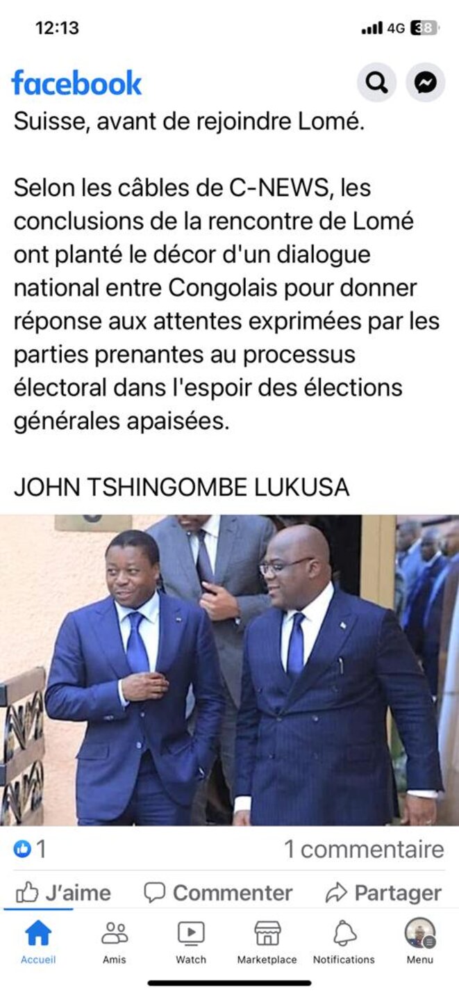 Double langage : Tshilombo candidat déclaré, Kamerhe à Lomé pour un dialogue !