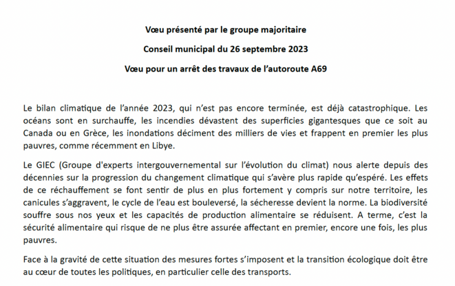 Le conseil municipal de Cugnaux demande l'arrêt des travaux de l'A69