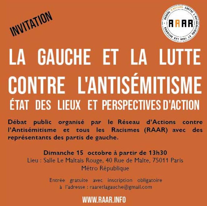 La gauche et la lutte contre l’antisémitisme : colloque à Paris le 15 octobre