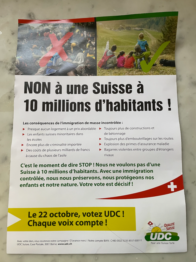 En Suisse, une dernière salve raciste pour tous les ménages, puis la haine à 28,6%