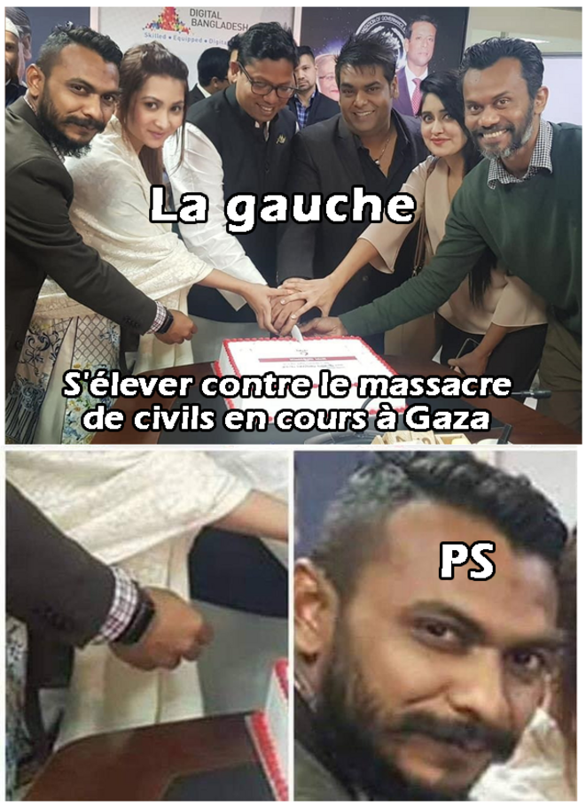 Manifestation de LFI, PC, NPA, EELV, FSU, CGT, UNEF contre les bombardements à Gaza