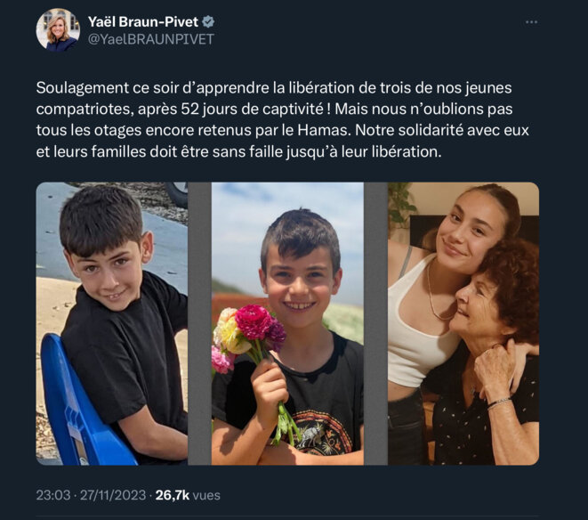 Trois enfants français libérés du Hamas, otages depuis 52 jours