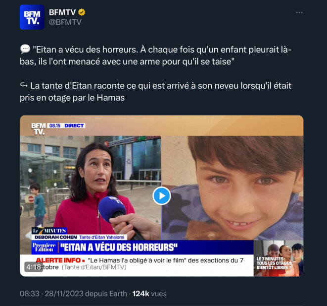 Enfants otages du HAMAS : la menace d’une arme à chaque larme