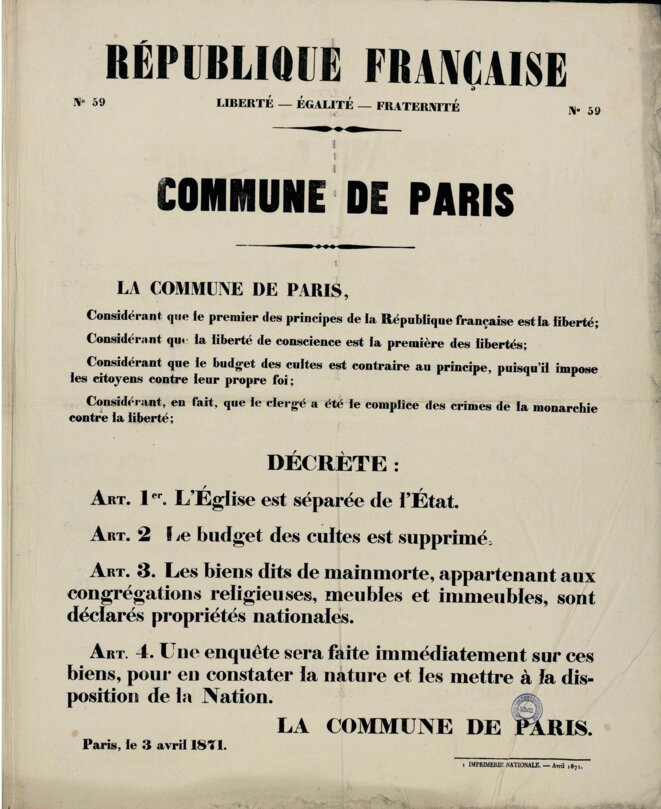 Décret du 3 avril 1871 © La Commune de Paris
