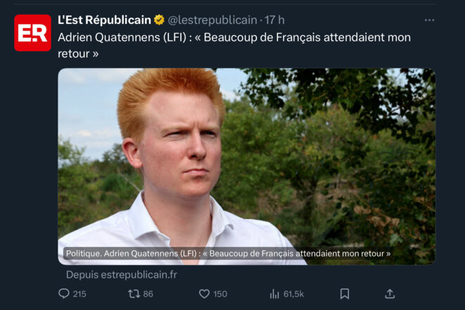 Quatennens : son retour, une impasse politique