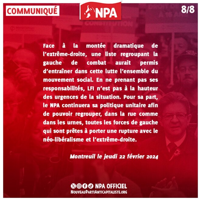 Européennes : L’impossible liste commune LFI & NPA