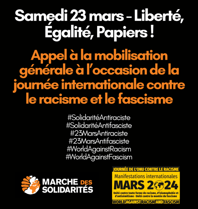 Samedi 23 mars - Liberté, Égalité, Papiers ! Appel à la mobilisation générale