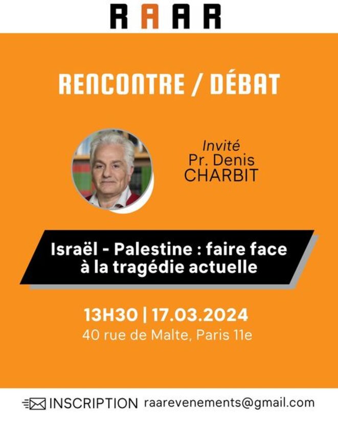 Israël/Palestine: rencontre/débat du RAAR le 17 mars