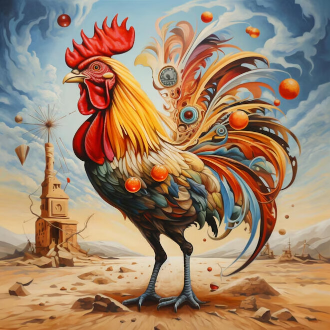 Le coq et l'horloge.