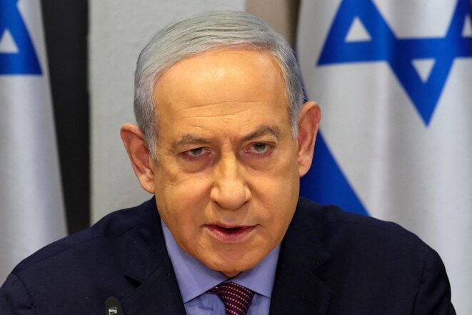 Benjamin Netanyahu en Tel Aviv, 31 de diciembre de 2023. © Abir Sultan / POOL / AFP