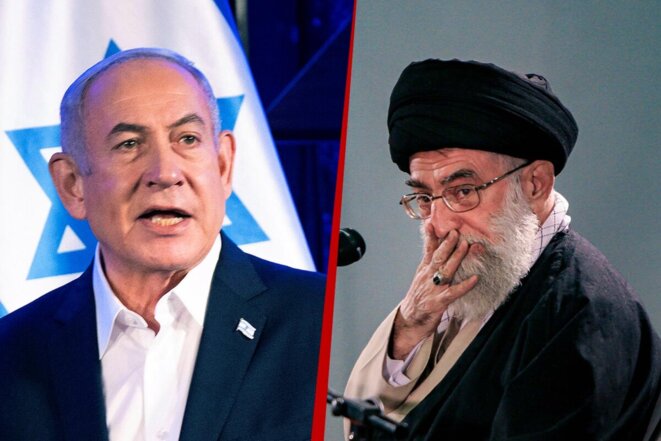 Benjamín Netanyahu (izquierda) y Ali Jamenei (derecha). © Fotomontaje Mediapart con AFP