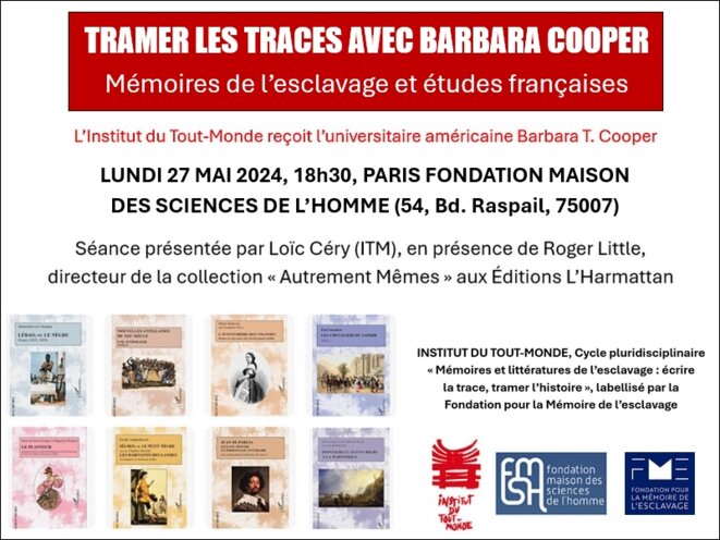 « Tramer les traces avec Barbara Cooper », Paris MSH lundi 27 mai