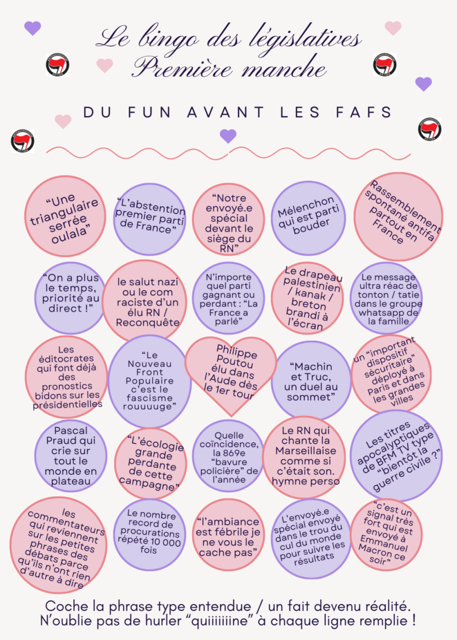 Le bingo des législatives - première partie