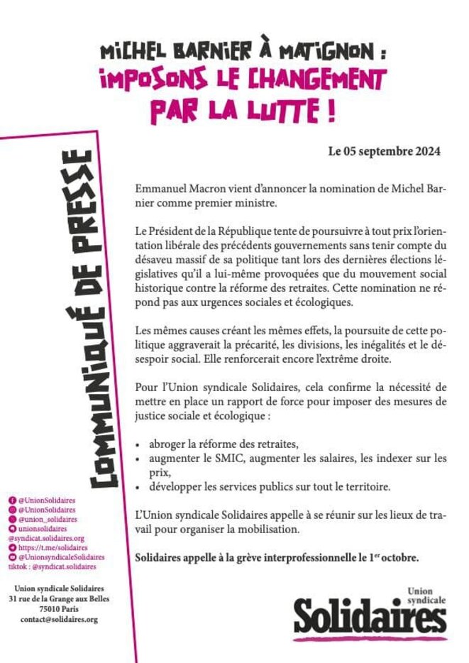 Macron, Barnier, Le Pen même combat