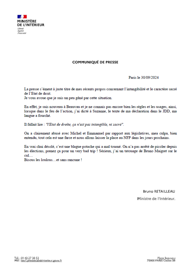 "l'Etat de droite, ça n'est pas intangible, ni sacré".