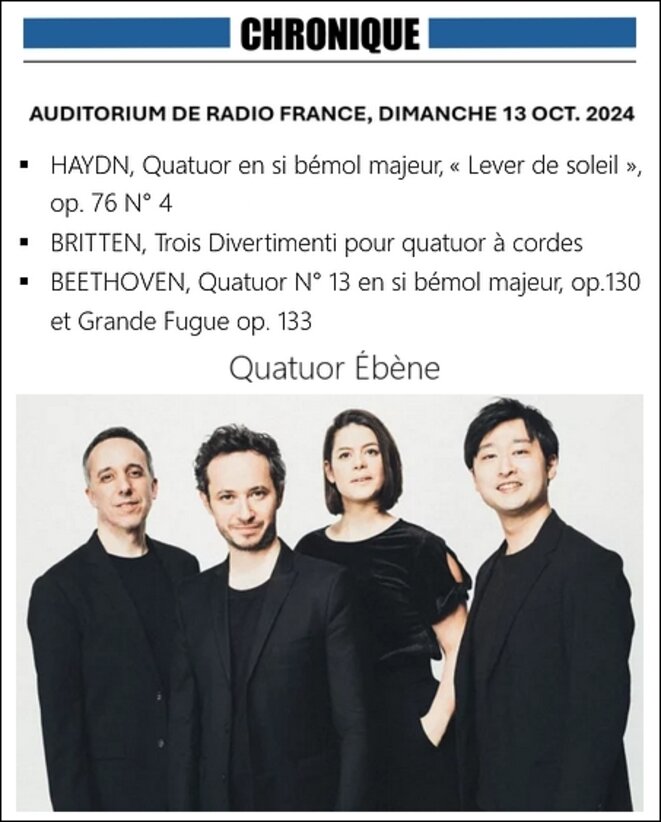 Le Quatuor Ébène, grammairiens de l'âme