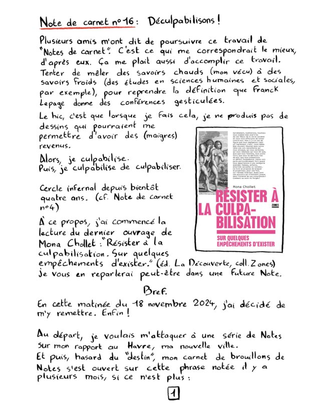 Note de carnet n°16 - Déculpabilisons !
