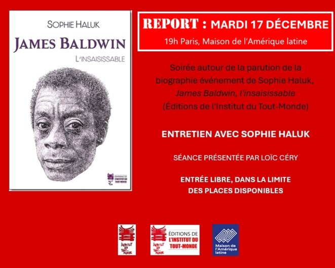 JAMES BALDWIN, L'INSAISISSABLE - Paris, mardi 17 décembre