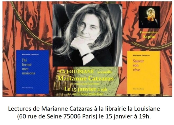 Marianne Catzaras, Paris Librairie La Louisiane 15 janvier