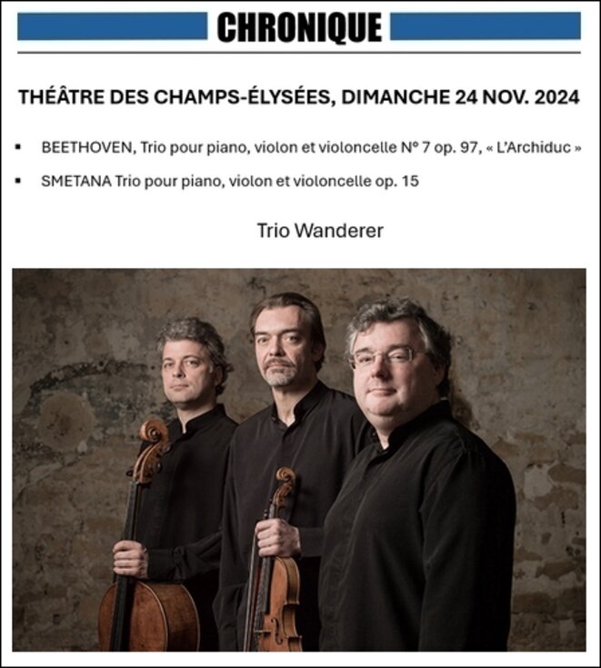 Le Trio à l'Archiduc de Beethoven en ligne claire par le Trio Wanderer