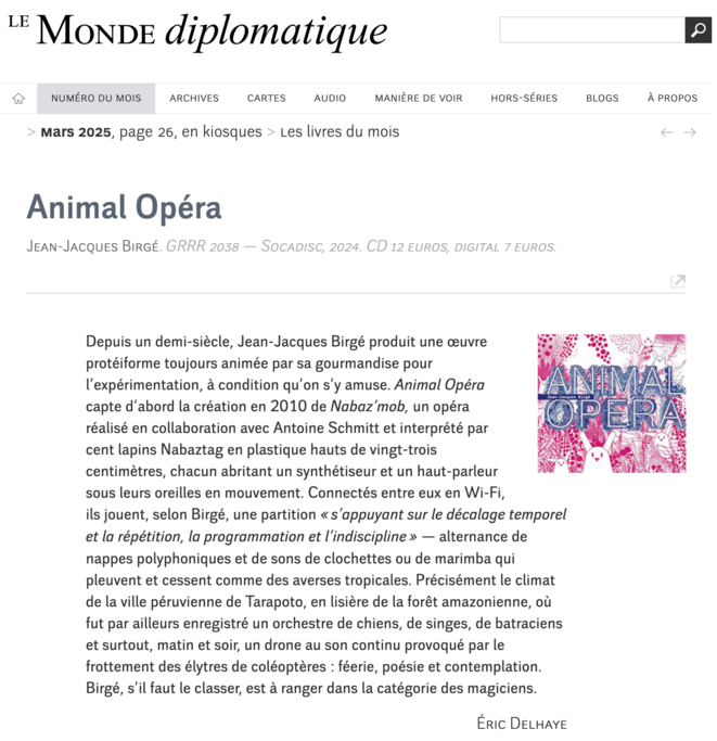 Animal Opera par Le Monde Diplomatique